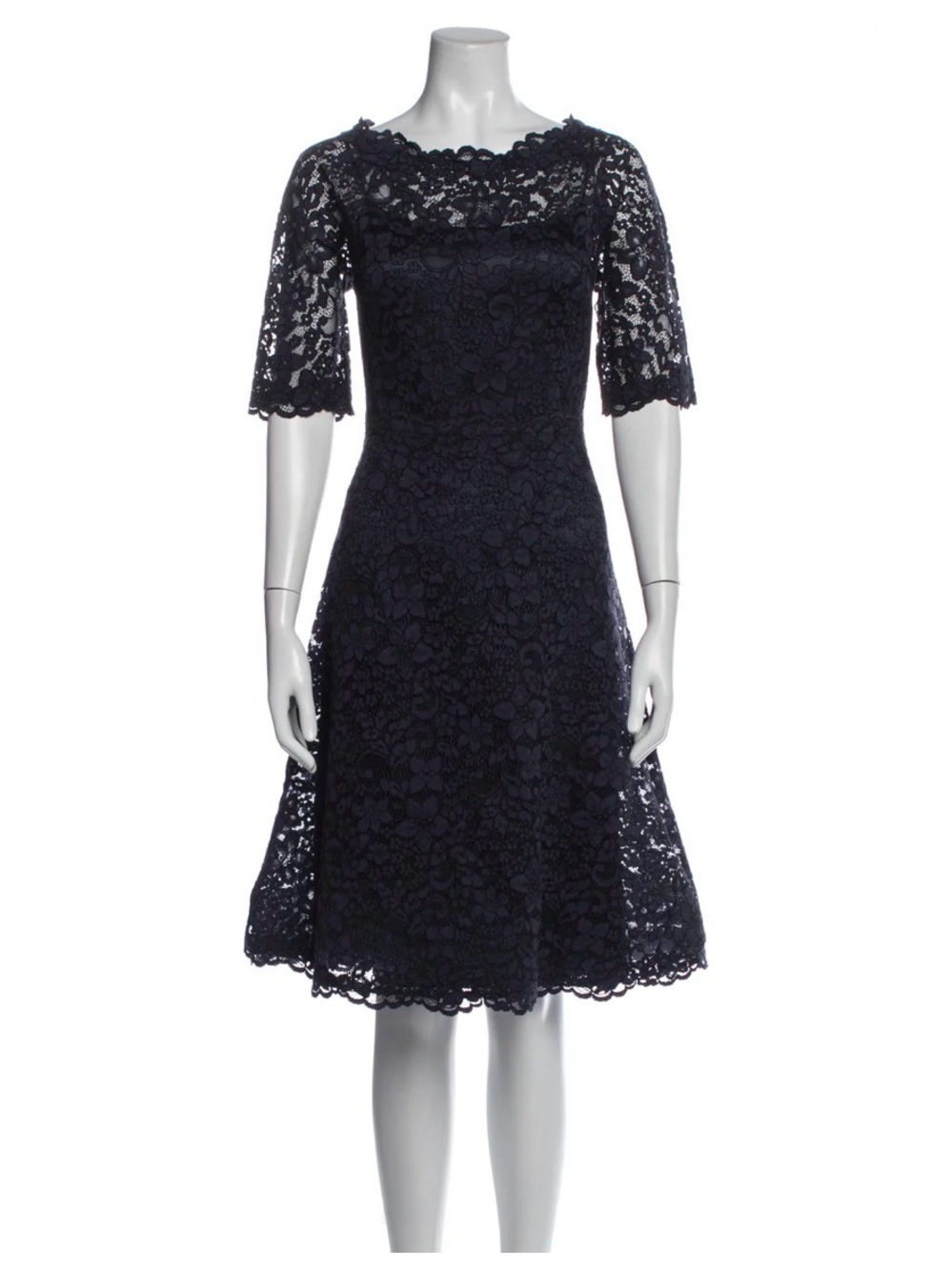 Scalloped Lace Fit-and-Flare Dress — Rickie Freeman for Teri Jon- Sz 14